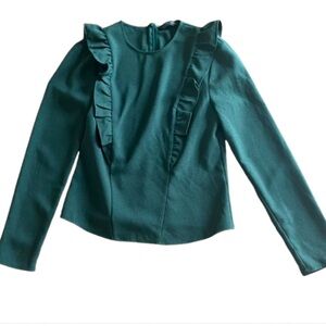 Zara Elegant Green Ruffle Top